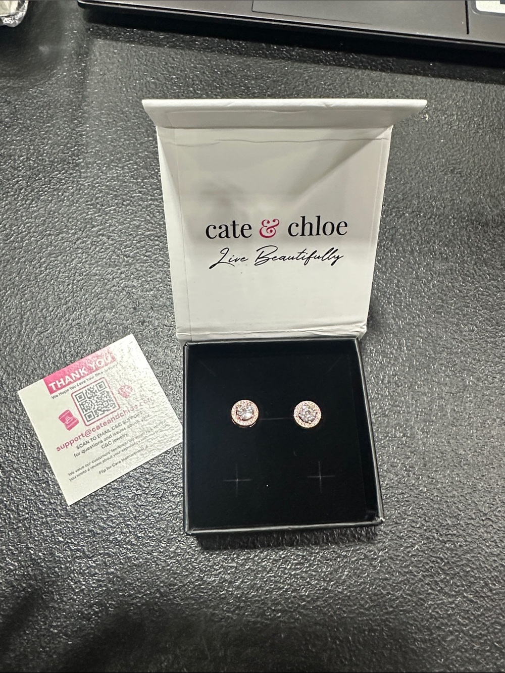 Cate & Chloe Rose Gold Cubic Zirconia Halo Stud Earrings